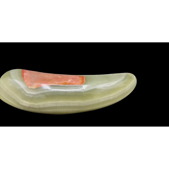 Vintage Banana Shaped PaperweightPpolished Onyx Stone Beautiful Look Green Brown - Picture 4 of 8